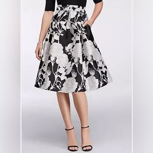 ELIZA J jacquard floral full midi skirt Size 12 formal crinoline box pleats
